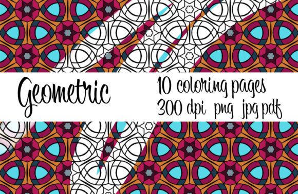 10 Geometric Pattern Coloring Pages for Graphics and Patterns