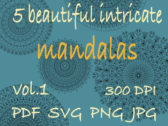5 Beautiful Intricate Mandalas Vol 1 for Branding and Packaging
