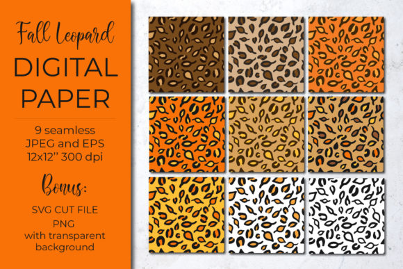 Autumn Leopard Digital Paper Fall Leaves Review
