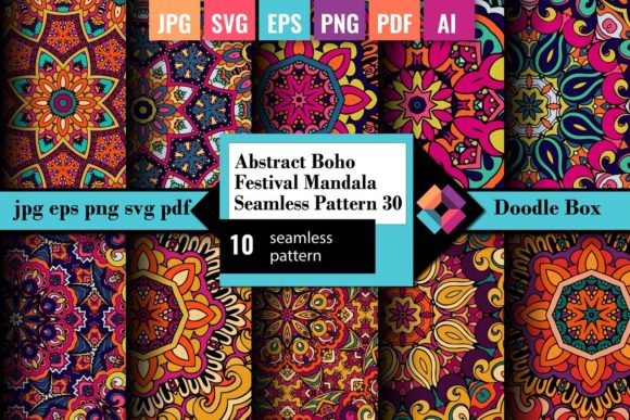 Boho Mandalas Abstract Seamless Vol.30 for Modern Design Projects