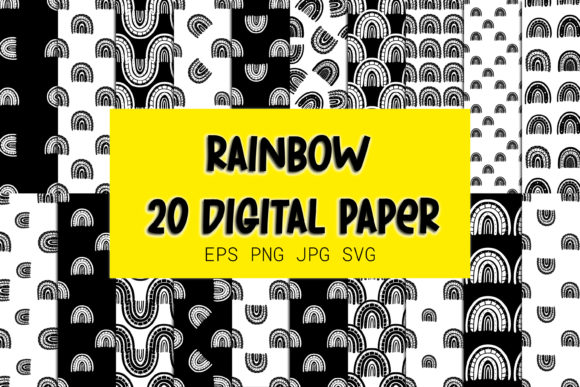 Boho Rainbow Digital Paper for Blog Graphics and Patterns