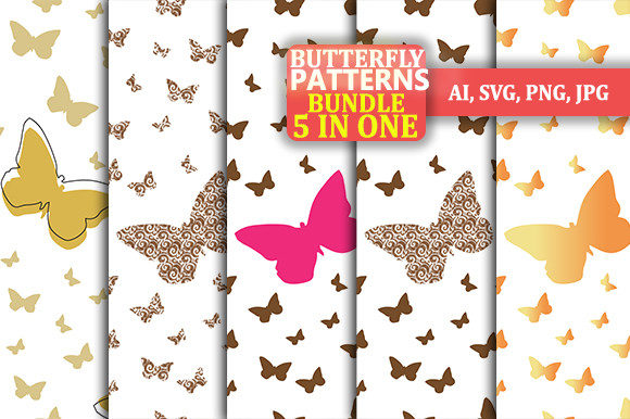 Butterflies Pattern Bundle Digital Paper for Graphics and Patterns