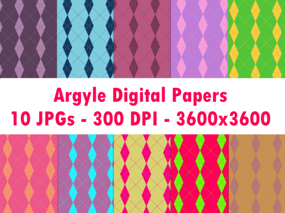 Colorful Argyle Digital Papers for Branding and Graphics