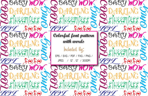 Colorful Pattern with Words Graphics for Crafting