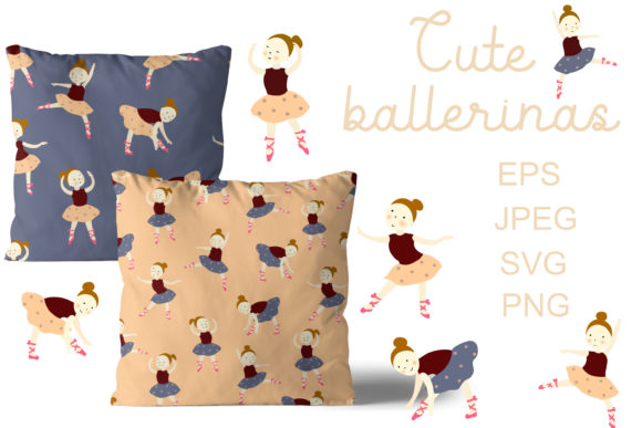 Cute Ballerinas Set – A Playful Graphic Design Asset for Patterns