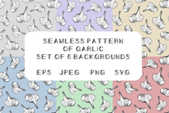 Garlic Pattern Digital Paper for Crafting and Design