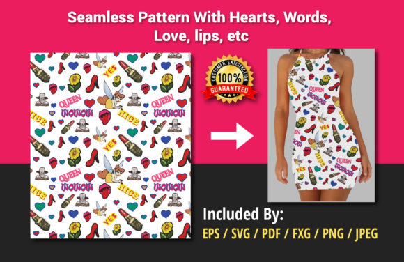 Seamless Fashion Pattern with Lips, Love Review